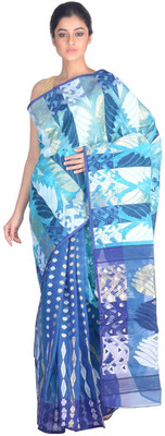 

RLBFashion Woven, Self Design Jamdani Handloom Cotton, Art Silk Saree(Blue)