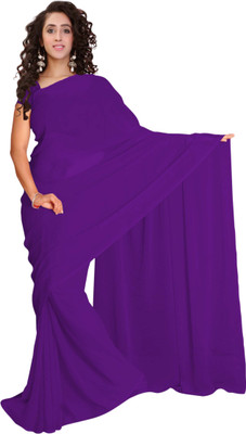 

Vardan Prints Plain Fashion Georgette Saree(Purple)
