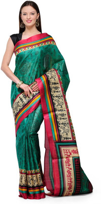 

Cenizas Printed Fashion Art Silk Saree(Multicolor), Green