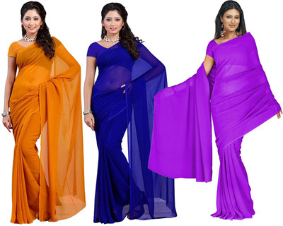 

Multi Retail Solid Bollywood Georgette Saree(Pack of 3, Multicolor)