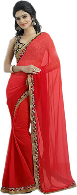 

Indian Wear Online Embroidered Fashion Georgette Saree(Red)