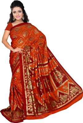 

Khoobee Self Design, Printed Fashion Georgette Saree(Orange, Multicolor), Multicolor;orange