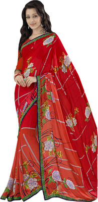 

Lovelylook Printed Fashion Georgette Saree(Red)