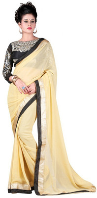 

Monika Silk Mill Solid Daily Wear Georgette Saree(Gold), Beige