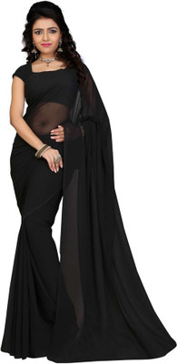 

Surupta Solid Fashion Georgette Saree(Black)