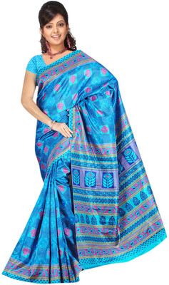 

Khushali Printed Fashion Tussar Silk Saree(Light Blue)