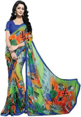 

Saara Floral Print Daily Wear Georgette Saree(Green)