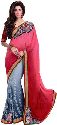 

Saara Printed Fashion Jacquard Saree(Pink, Grey), Grey;pink