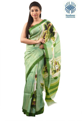 

Tantuja Self Design Murshidabad Handloom Silk Saree(Green)
