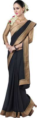 

Lovelylook Embroidered Fashion Georgette Saree(Black)
