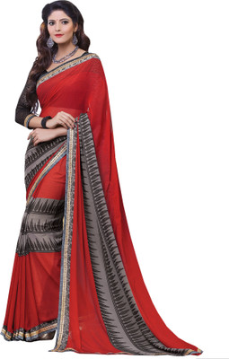 

Parisha Printed Fashion Georgette Saree(Red, Grey), Grey;red