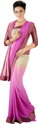 

Jiya Self Design, Printed Fashion Georgette Saree(Beige, Purple)