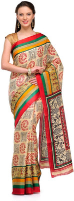 

Cenizas Printed Fashion Art Silk Saree(Multicolor), Red