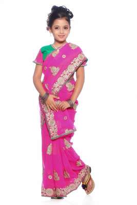 

Bhartiya Paridhan Self Design Fashion Chiffon Saree(Multicolor, Pink