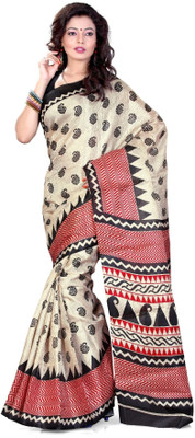 

Cenizas Printed Fashion Art Silk Saree(Multicolor), Black