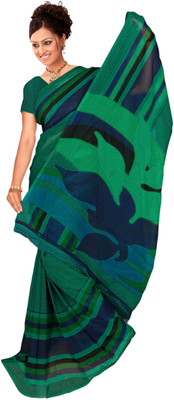 

Vardan Prints Printed Bollywood Georgette Saree(Green, Blue), Blue;green