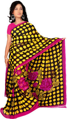 

Jiya Self Design, Printed Fashion Georgette Saree(Black, Yellow, Pink), Black;pink;yellow