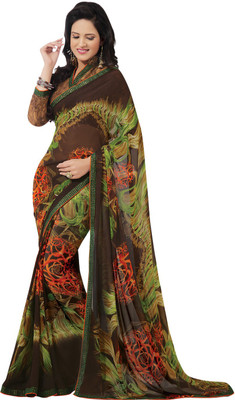 

Saara Printed Fashion Georgette Saree(Brown)