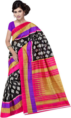 Lovelylook Printed Daily Wear Art Silk Saree(Black, Multicolor), Black & multi