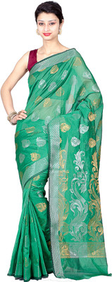 

Chandrakala Woven Banarasi Silk Cotton Blend Saree(Green)