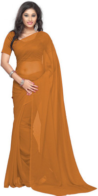 

Surupta Plain Fashion Georgette Saree(Brown), Dark rust