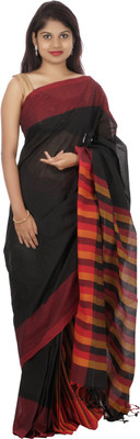 

Devi Handlooms Woven Mangalagiri Handloom Cotton Saree(Black)