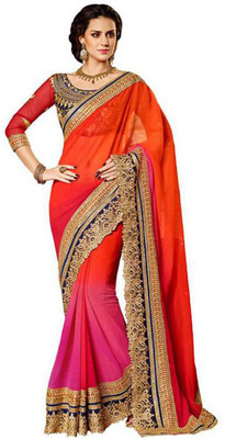

BlackBlanketFab Self Design Bollywood Georgette Saree(White)