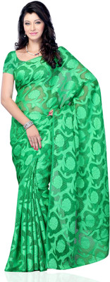 

JTInternational Self Design Fashion Art Silk Saree(Green)
