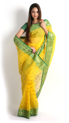 

Rudrakshhh Embroidered Tant Handloom Cotton Saree(Yellow)