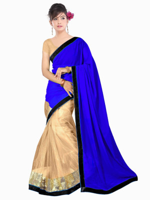 

Dancing Girl Solid Bollywood Georgette Saree(Blue)