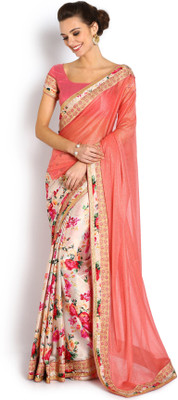 

Soch Floral Print Fashion Viscose Saree(Multicolor), Peach