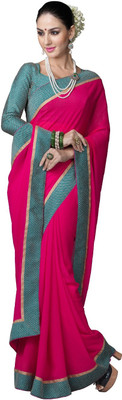 Lovelylook Embroidered Fashion Georgette Saree(Pink), Dark pink