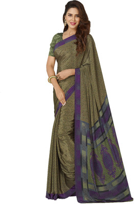 

Ligalz Printed Daily Wear Crepe Saree(Green)