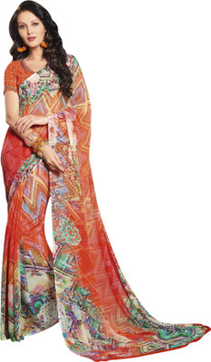 

Vishal Self Design Bollywood Georgette Saree(Orange, Multicolor), Multicolor;orange
