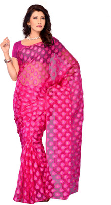 

JTInternational Self Design Fashion Jacquard Saree(Pink)