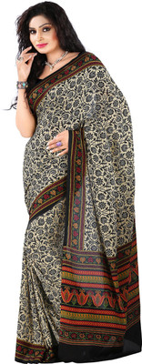 

Roopkala Silks Floral Print Fashion Crepe Saree(Beige)