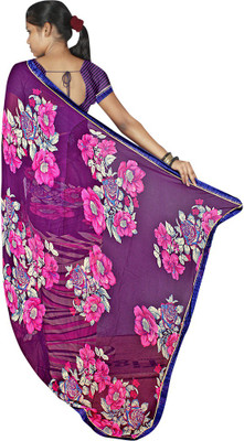 

Indian Wear Online Printed Fashion Chiffon Saree(Purple)