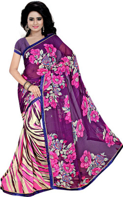 

Stylish Girls Printed Fashion Chiffon Saree(Purple)