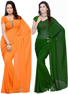 

Multi Retail Printed Daily Wear Georgette Saree(Pack of 2, Orange, Green), Green03;orange01