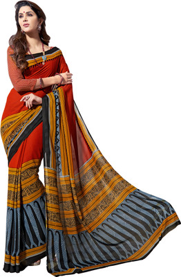 

Khoobee Self Design, Printed Fashion Georgette Saree(Red, Multicolor), Multicolor;red