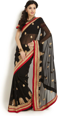 

Soch Solid Fashion Chiffon Saree(Black)