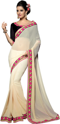 

Manthan Embroidered Daily Wear Georgette Saree(White), Off white