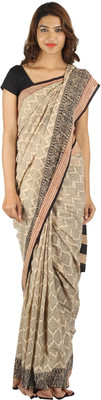 

Khatri Creations Printed Daily Wear Handloom Cotton Saree(Black)
