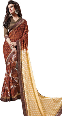 Khushali Self Design Fashion Jacquard Saree(Brown, Beige, Multicolor), Beige;brown;multicolor