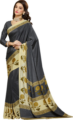 Khoobee Self Design, Printed Fashion Crepe Saree(Grey)