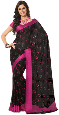 

Indian Wear Online Printed Fashion Pure Chiffon Saree(Black)