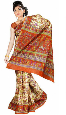 Ishin Printed Fashion Art Silk Saree(Multicolor)