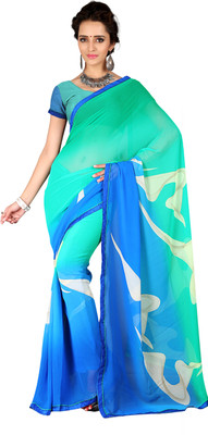 

Khoobee Self Design, Printed Fashion Georgette Saree(Light Blue)