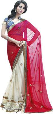 

Vishal Printed Fashion Georgette Saree(Maroon, White), Maroon off white