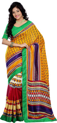 

JTInternational Printed Bhagalpuri Silk Saree(Multicolor)